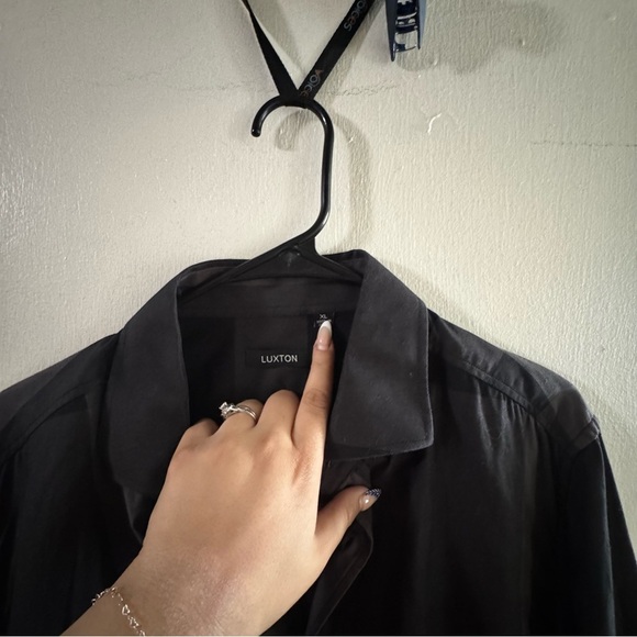 Lux Black Plaid Casual Button Down Shirt - Picture 3 of 3